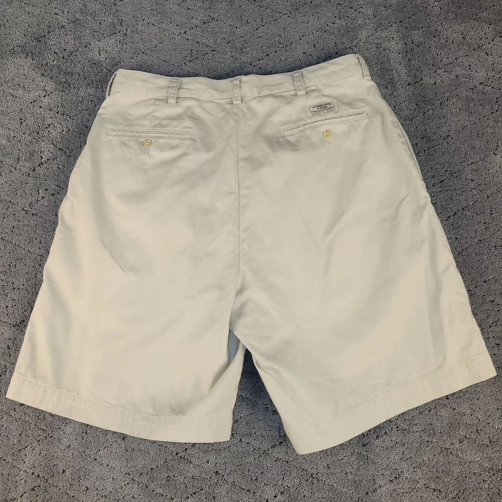 Polo Ralph Lauren Shorts Mens 34 Khaki Tyler Chino Pleated Relaxed Preppy Casual